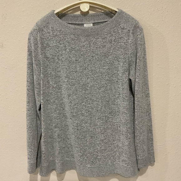 Weekends By Chicos Grey White Marled Soft Sweater Women’s Size 12-M (Chico's 2) - Picture 1 of 9